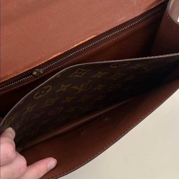 Louis Vuitton Monceau 28 Brown Tan Monogram Crossbody Purse Satchel Gold Accents - Picture 13 of 17